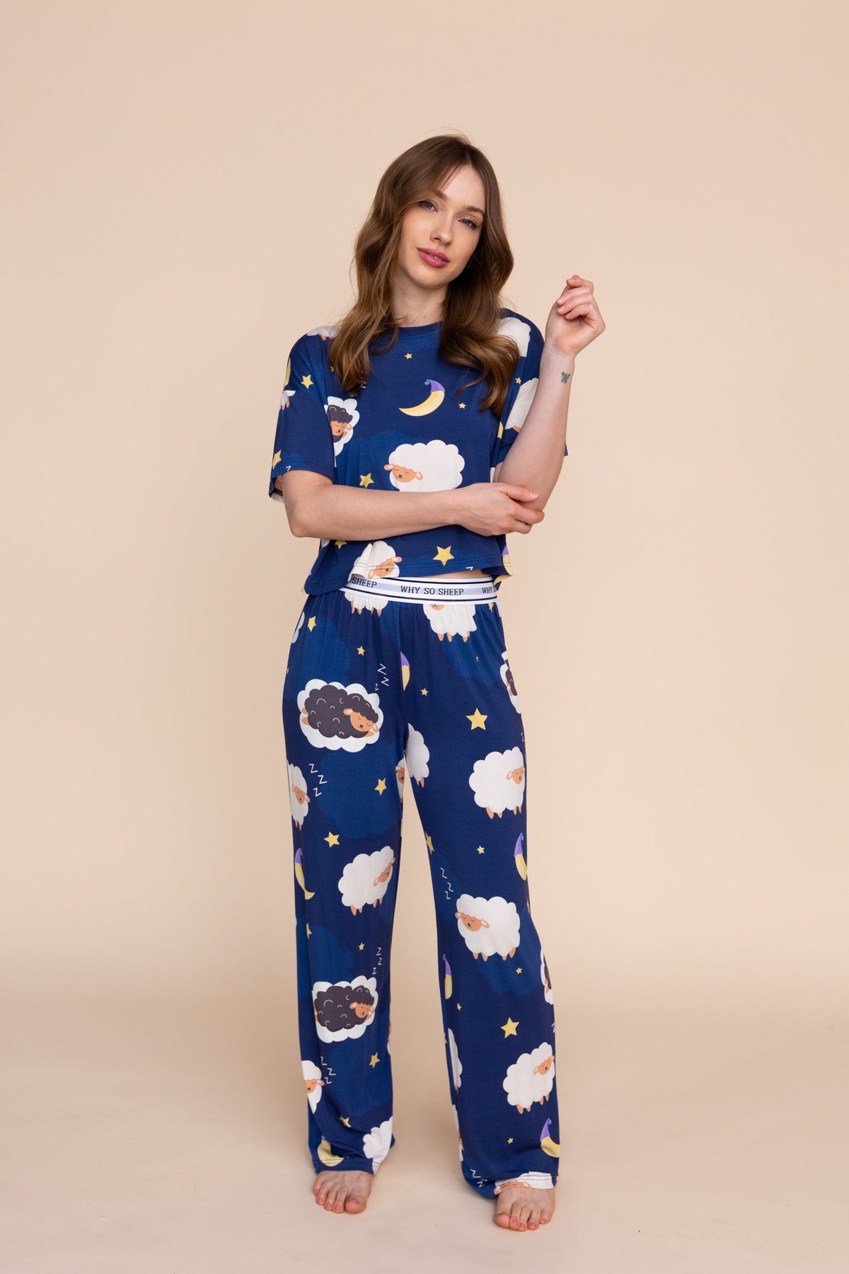 Pajama Crop Top "WHY SO SHEEP"