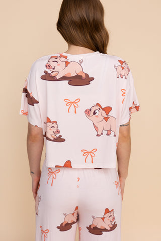 Pajama Crop Top "P'TITE COCHONNE"