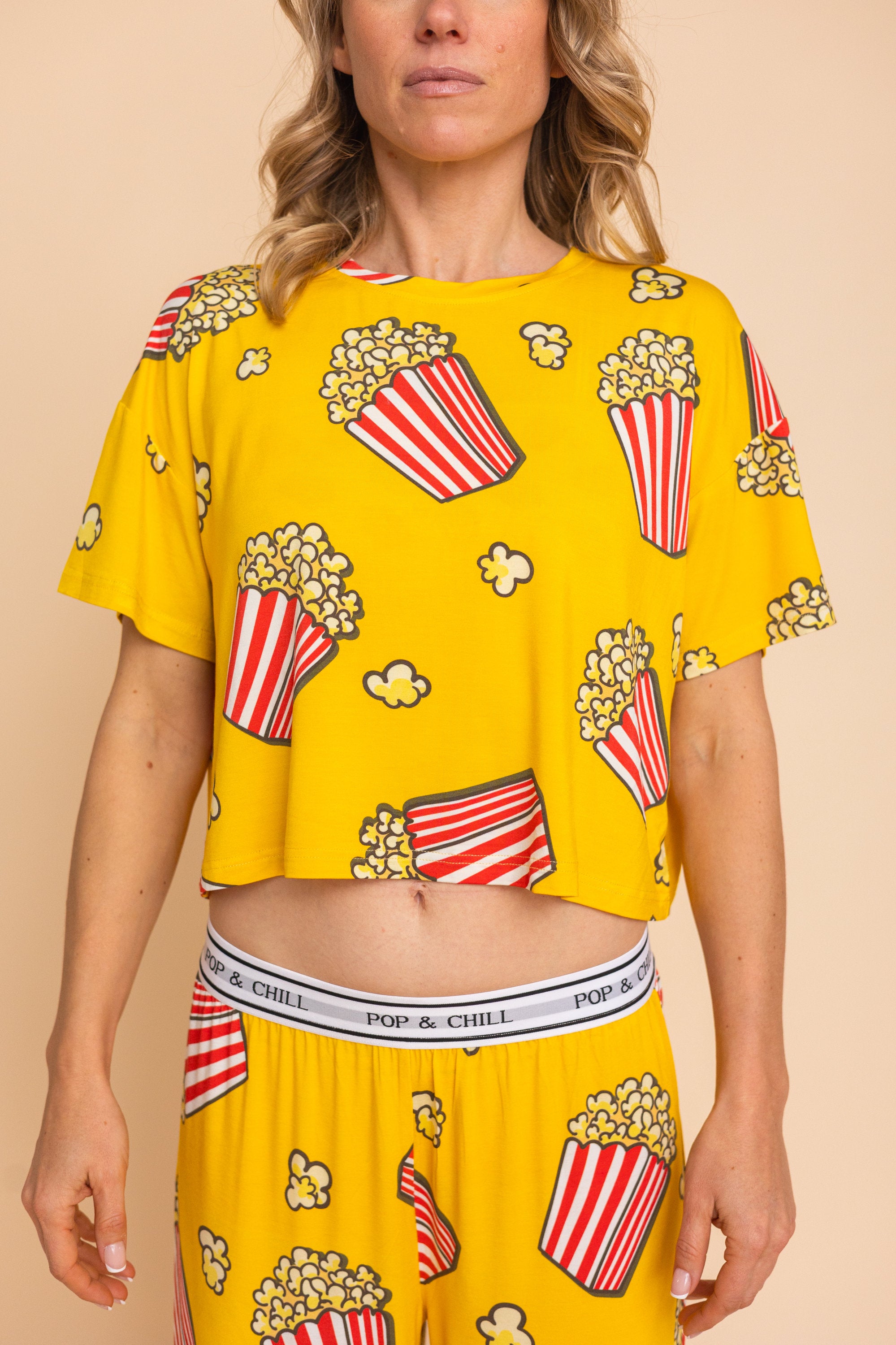 Pajama Crop Top "POP & CHILL"
