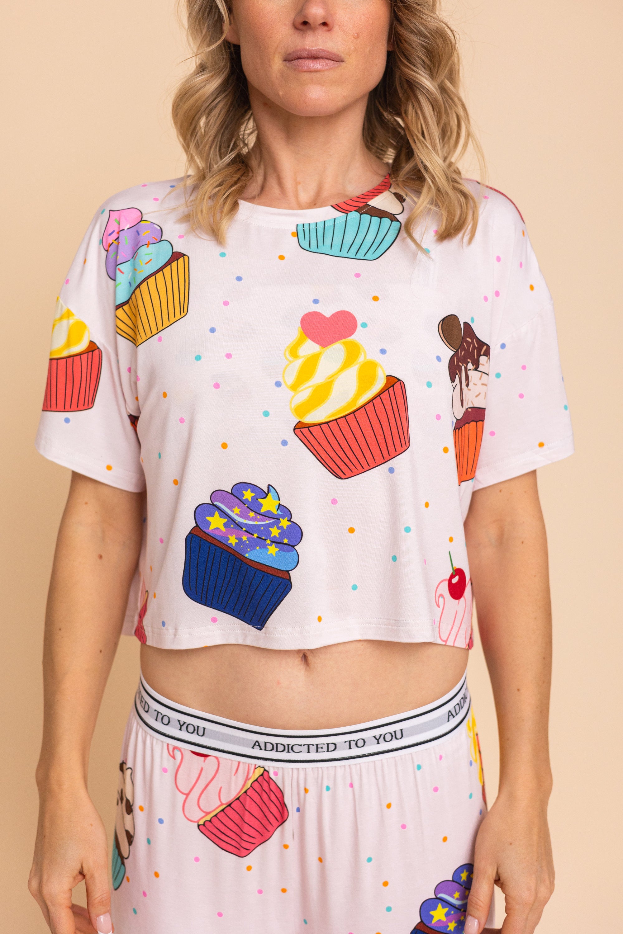 Pajama Crop Top "ADDICTED TO YOU"