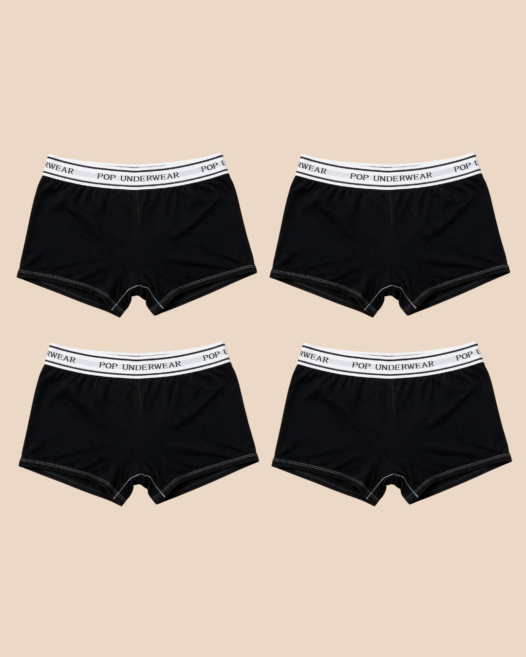Women's Boxer Briefs "Black" - Pack of 4