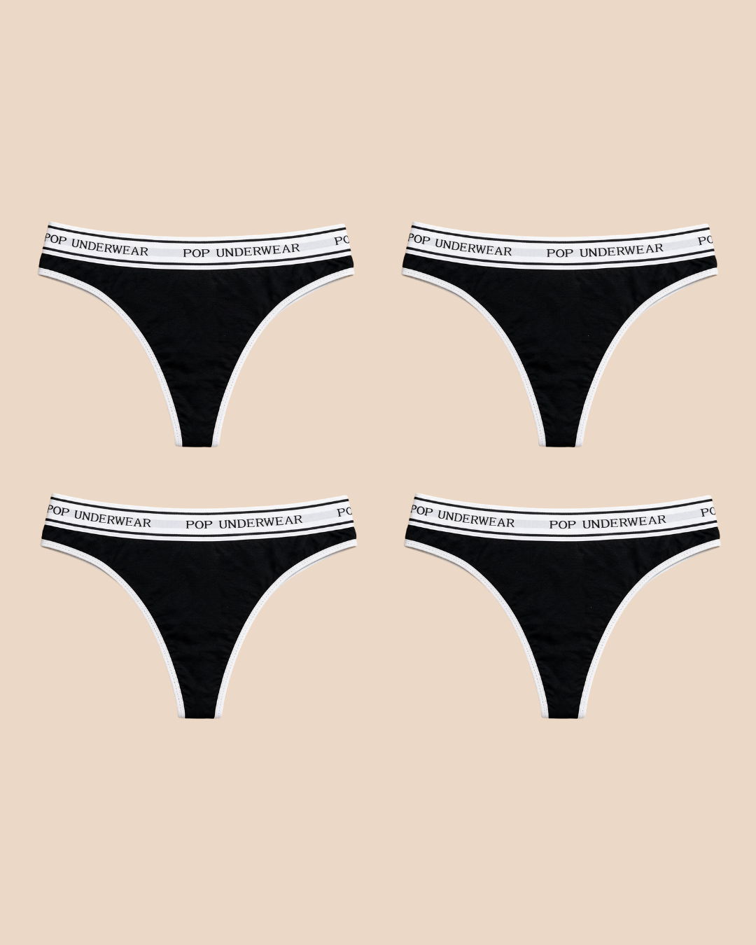 "BLACK" THONG – Pack of 4