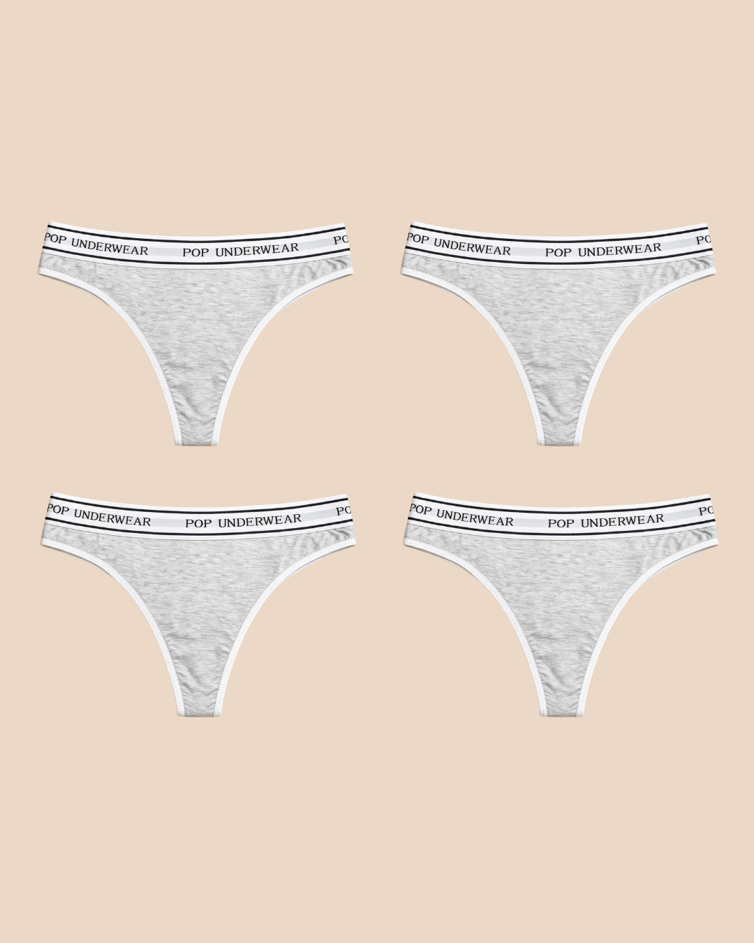 "GREY" Thong - Pack of 4
